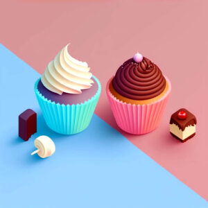 One chocolate and one vanilla cupcake shown for a/b testing