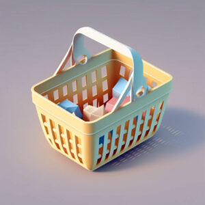 Ecommerce shopping basket holding digital goods